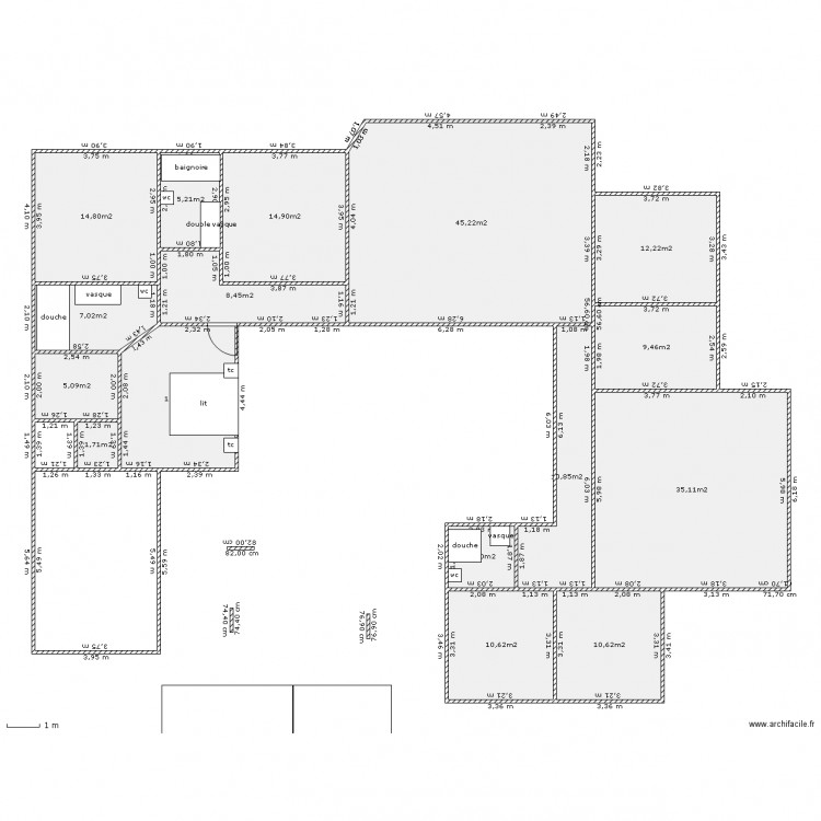 maison en u 170 maxi. Plan de 0 pièce et 0 m2