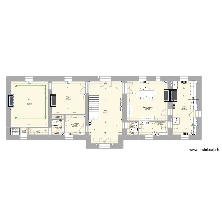 Salle de bain rdc (manoir). Plan de 13 pièces et 148 m2