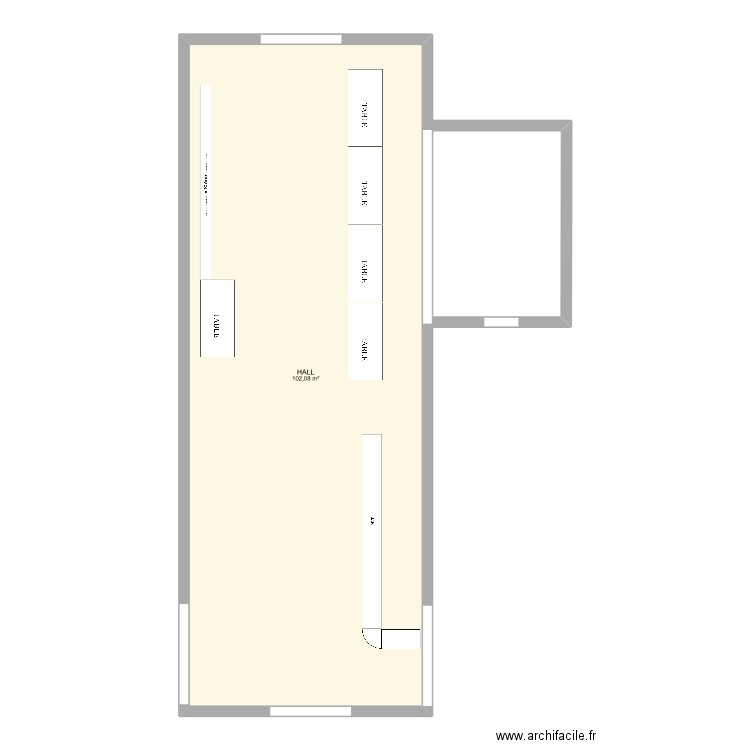 HALL2022. Plan de 1 pièce et 102 m2