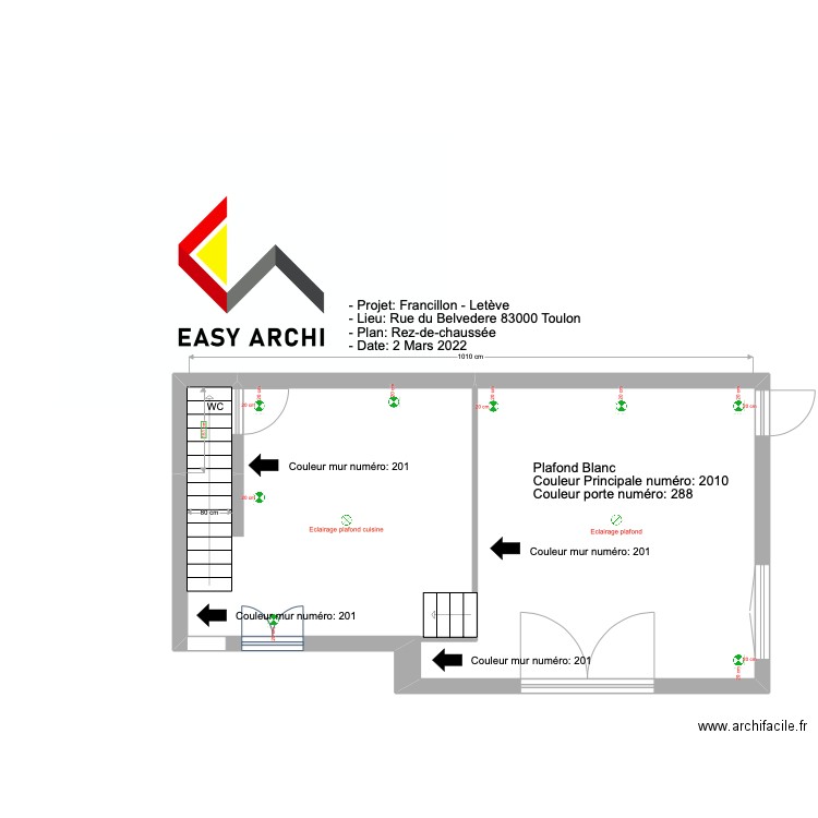 Projet Francillon réz de chaussée. Plan de 2 pièces et 49 m2