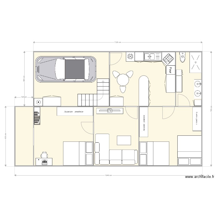 Maison Solange pour trois. Plan de 7 pièces et 88 m2