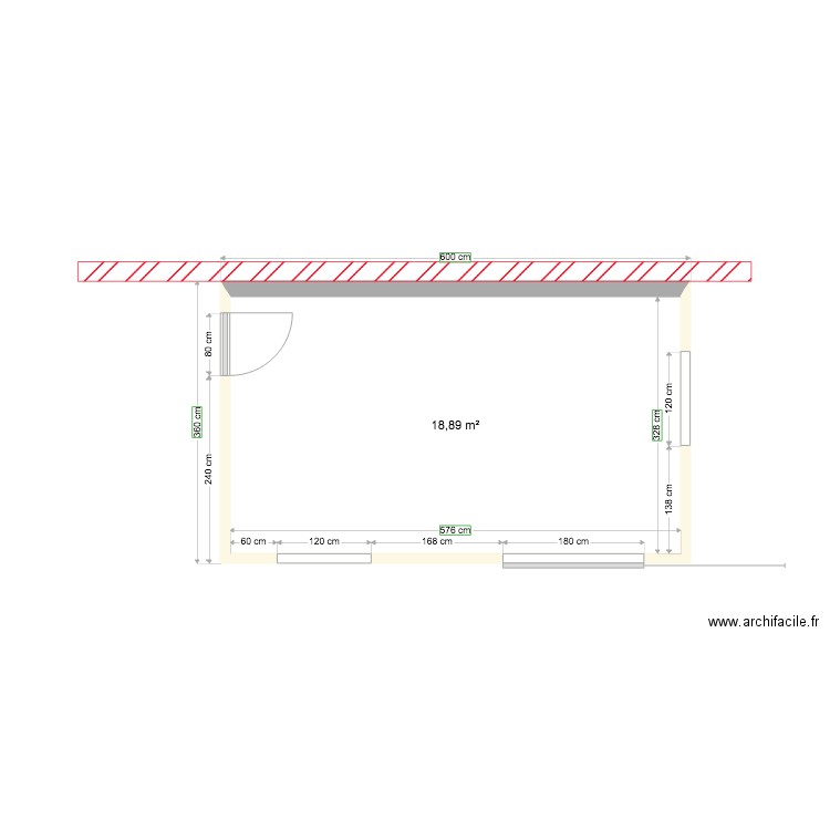 Cabanon. Plan de 1 pièce et 19 m2