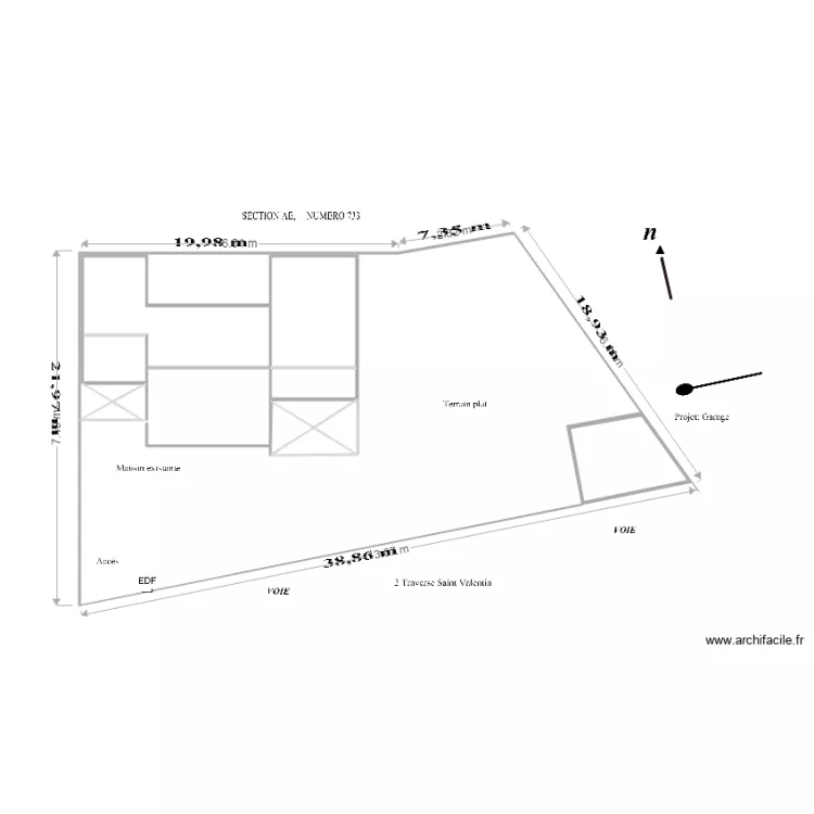 1 Plan de masse GARAGE EN BORDURE. Plan de 
