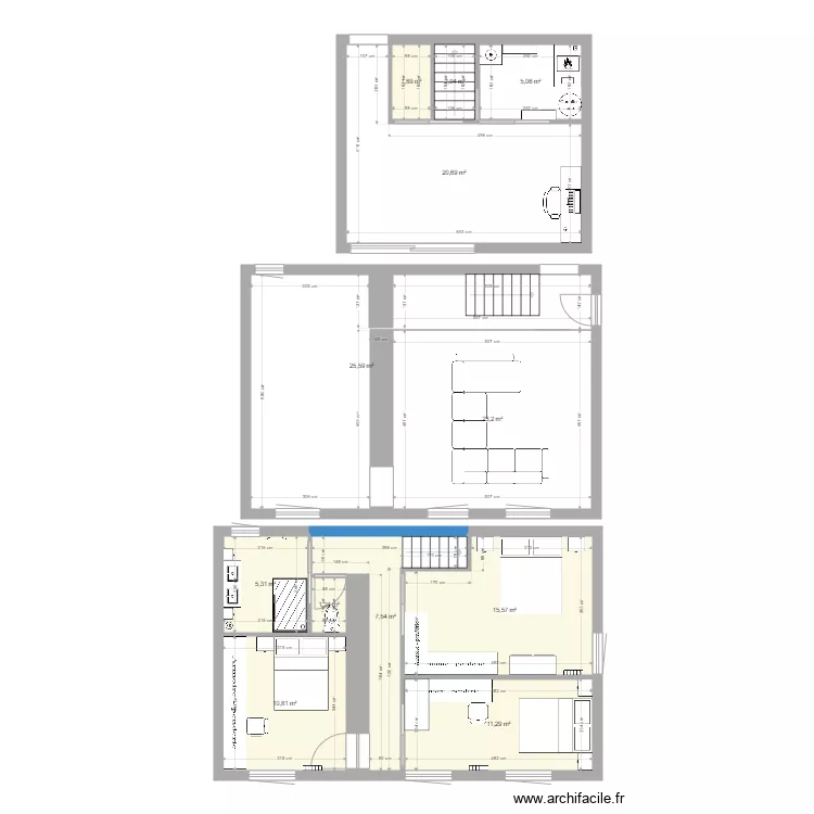 maison salle de bain separ&eacute; des toilette. Plan de 