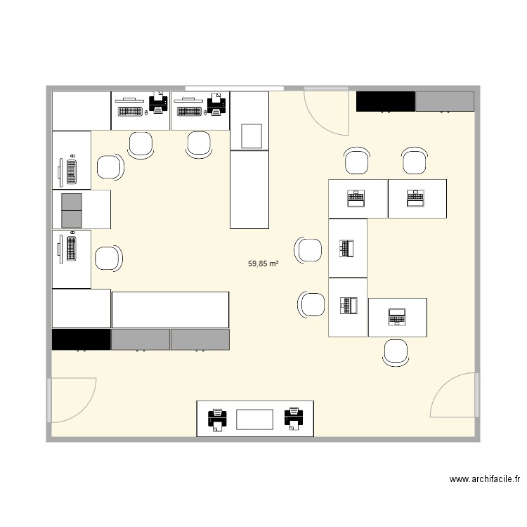 FabLab. Plan de 1 pièce et 60 m2