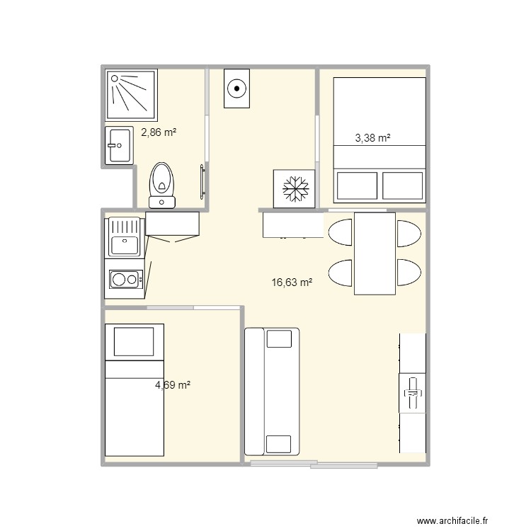 LGM cyprianes V2. Plan de 4 pièces et 28 m2