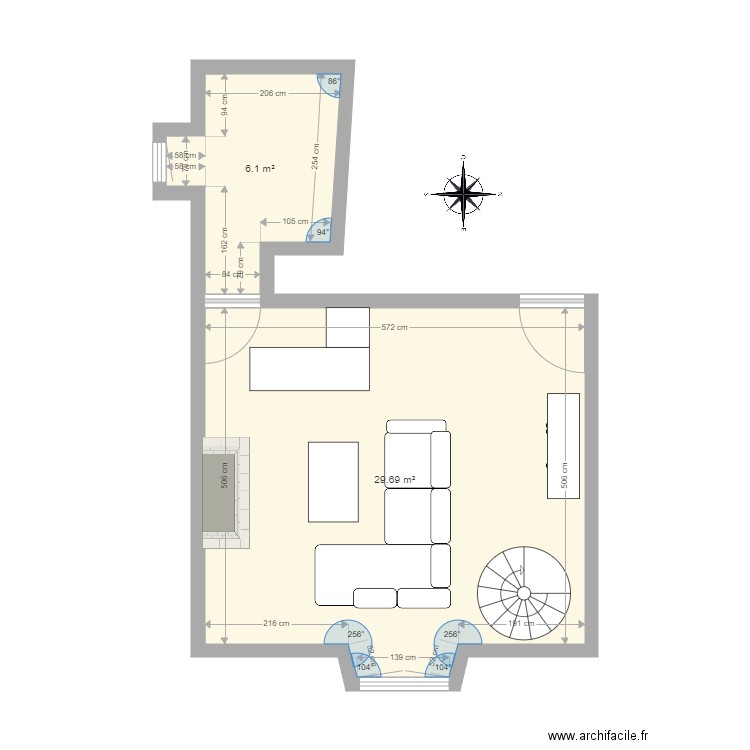 CHAMAILLARD PIECE DU BOUT RDC Scénario 2. Plan de 0 pièce et 0 m2