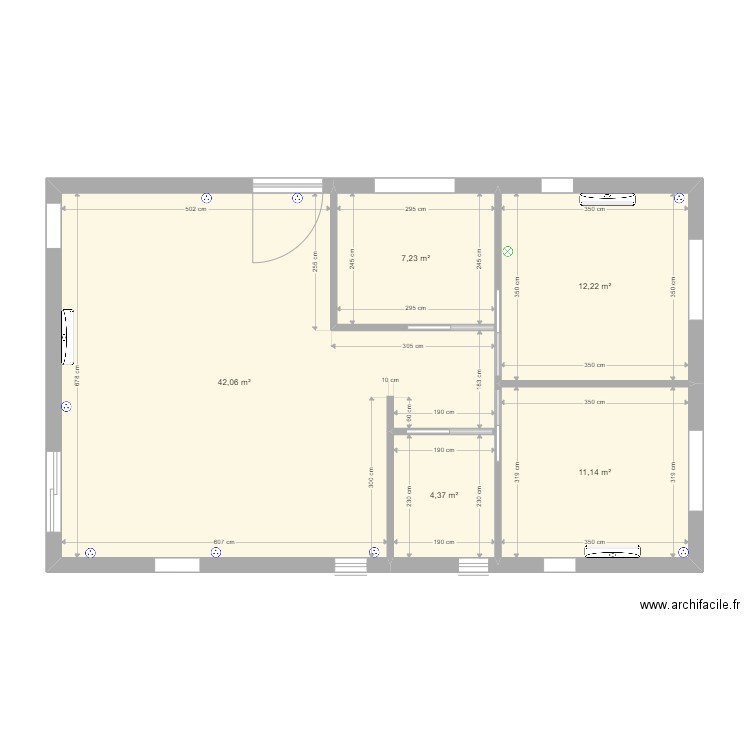 plan container r+1-bis. Plan de 5 pièces et 77 m2