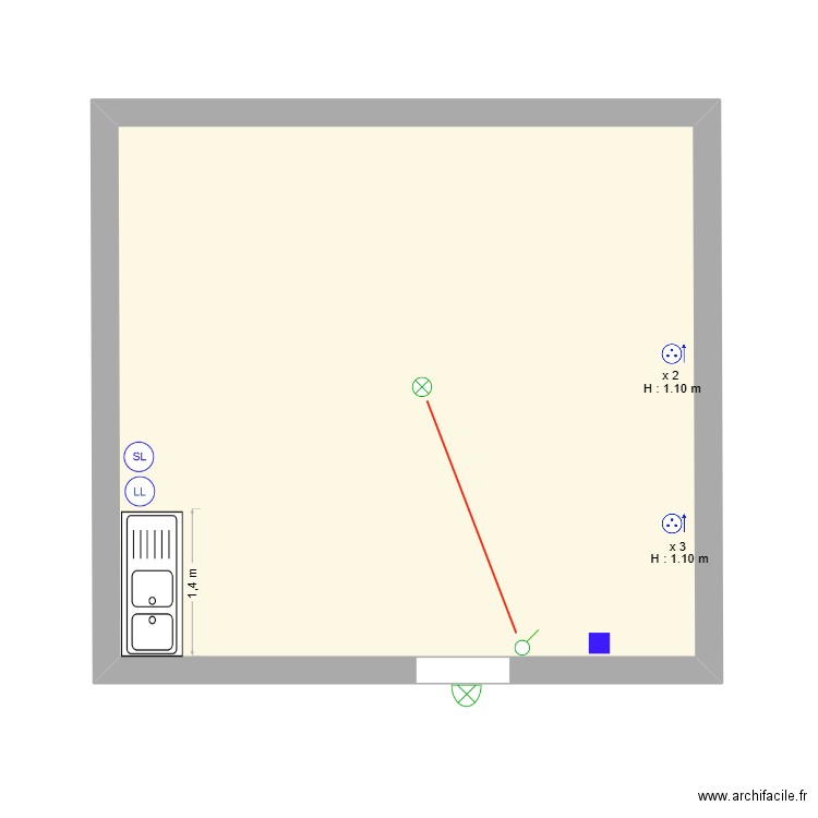 DESSEVRE JC. Plan de 1 pièce et 28 m2