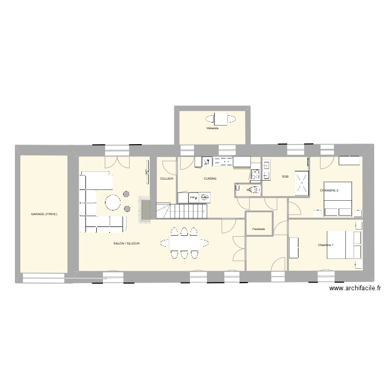 Maison st Père RDC 2. Plan de 10 pièces et 131 m2