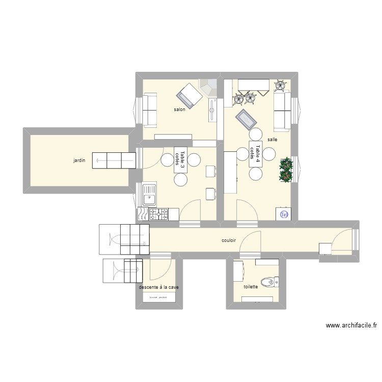 Maison mamie rez de chaussé. Plan de 0 pièce et 0 m2