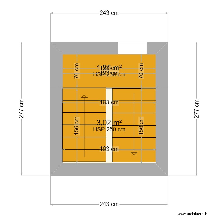 escalier pauline. Plan de 2 pièces et 4 m2