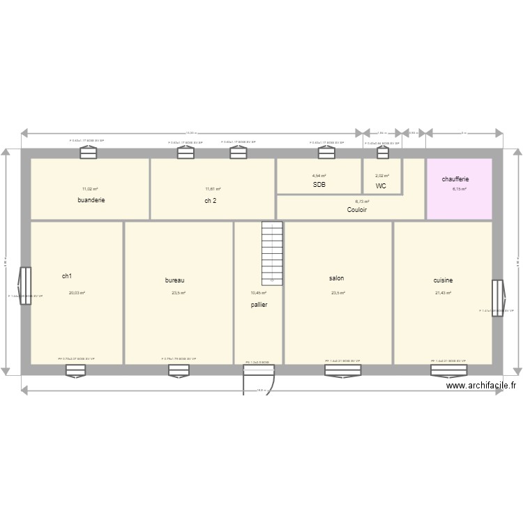 PLAN Mayoli. Plan de 11 pièces et 141 m2