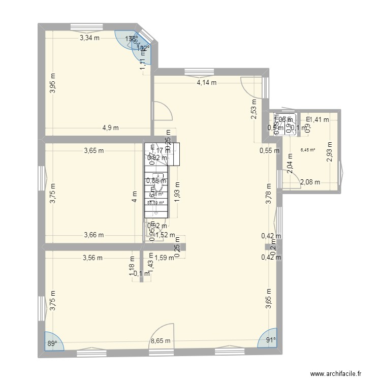 Maison St Paul. Plan de 3 pièces et 96 m2