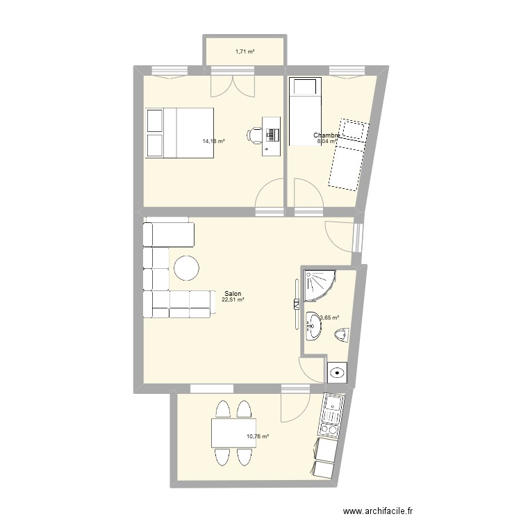 toumanyan 11 Maman. Plan de 6 pièces et 61 m2