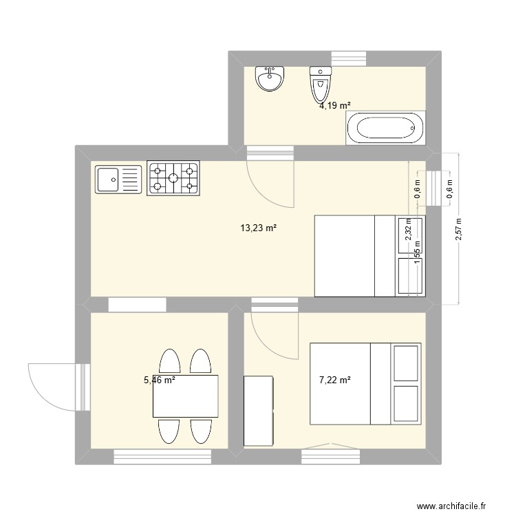 jerome 2. Plan de 4 pièces et 30 m2