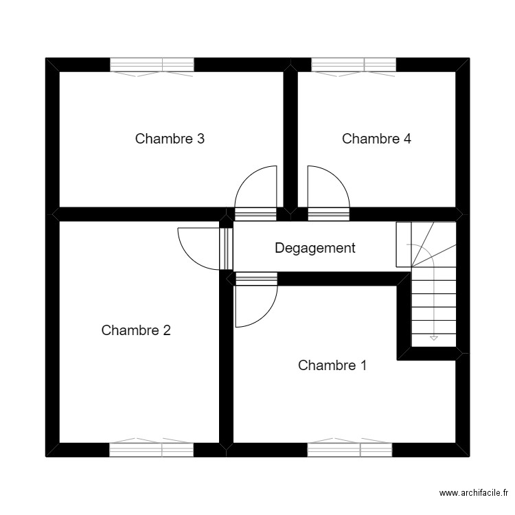 873 R+1. Plan de 5 pièces et 49 m2