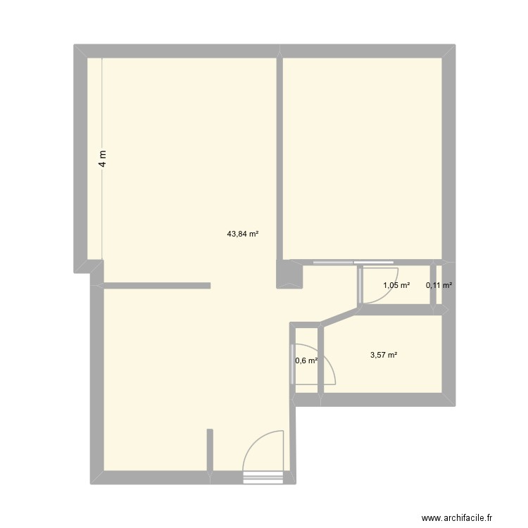 Jacob AVEC poteau. Plan de 5 pièces et 49 m2