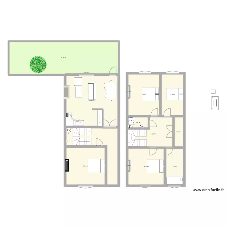 Villa Paulette. Plan de 13  et 196 m²