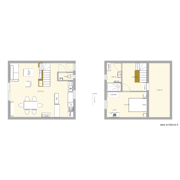 plan appart PG 31. Plan de 6 pièces et 80 m2