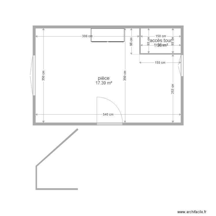 grenier. Plan de 2 pièces et 19 m2