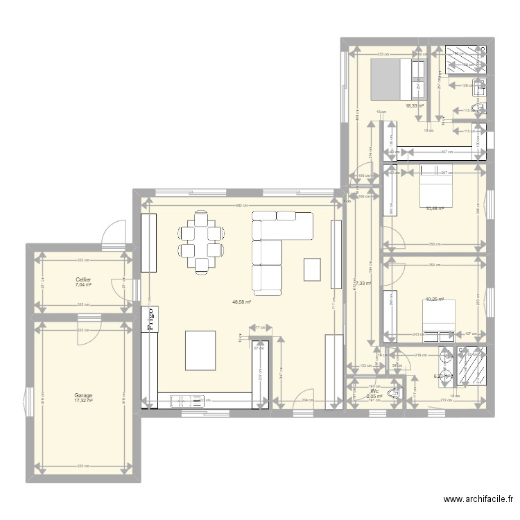 MAISON 23. Plan de 9 pièces et 128 m2