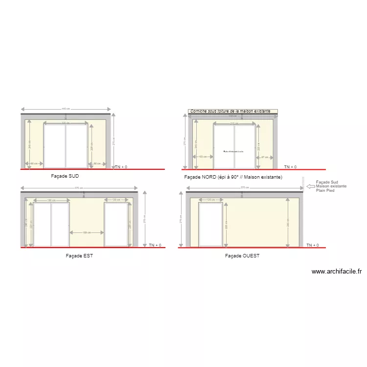 PCMI 2 Plans de fa&ccedil;ade V&eacute;randa. Plan de 
