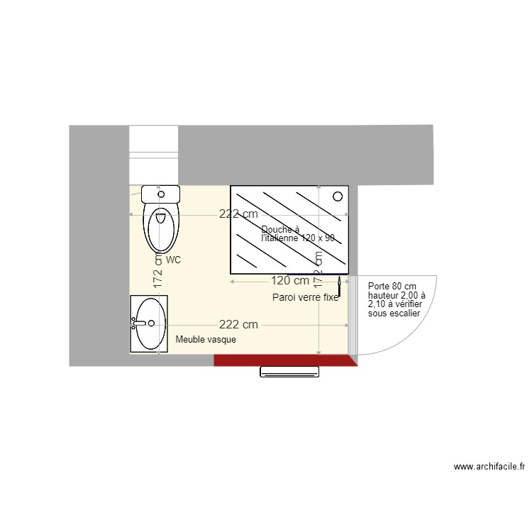 Salle de bains Aventignan projet 2. Plan de 0 pièce et 0 m2