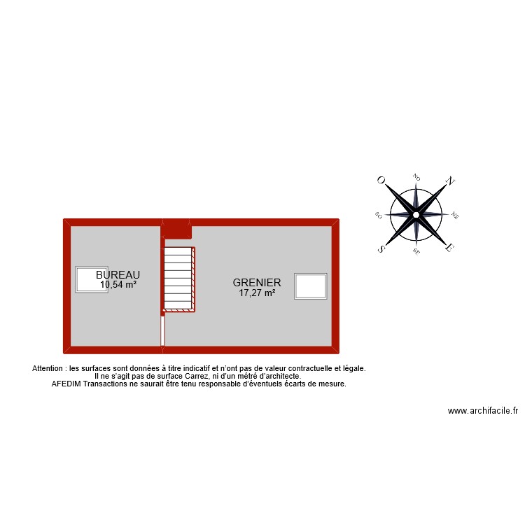 BI 9205 ETAGE 2. Plan de 4 pièces et 30 m2