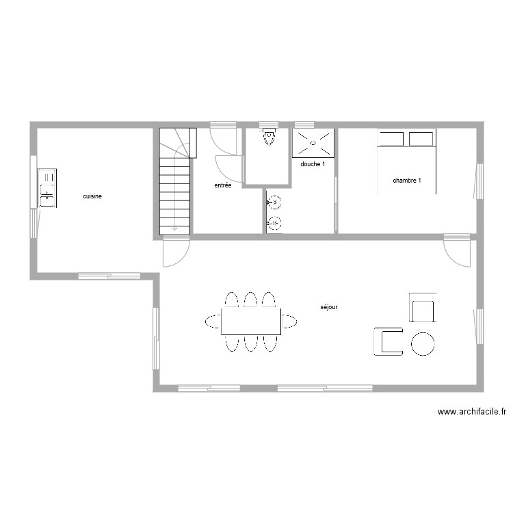 gerard rdc2. Plan de 6 pièces et 86 m2