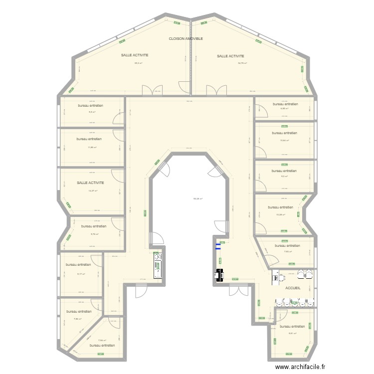 CRETEIL 1. Plan de 16 pièces et 289 m2