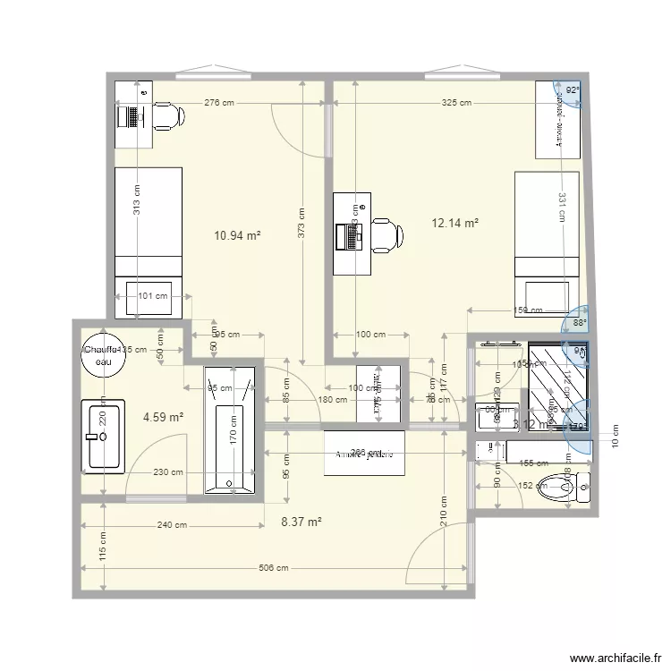 studio chambre apres travaux 4. Plan de 