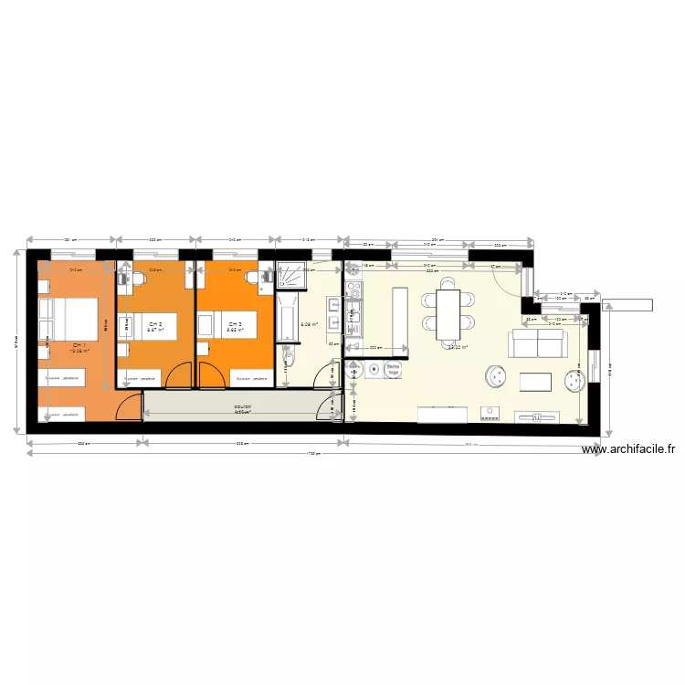 3 CH SUD LONGUEUR bis ter. Plan de 