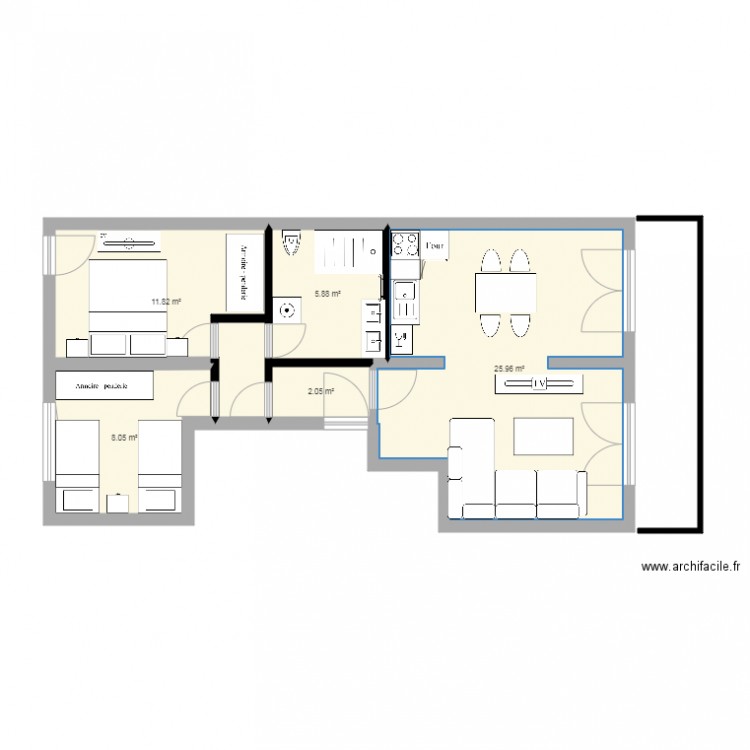 Appatement ASS  refait. Plan de 0 pièce et 0 m2