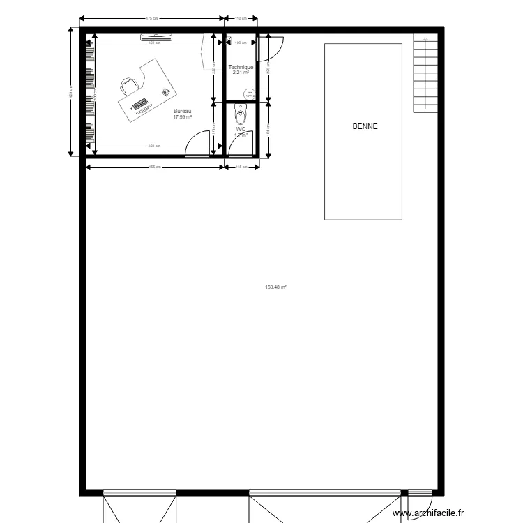 Hangar vue du dessus. Plan de 