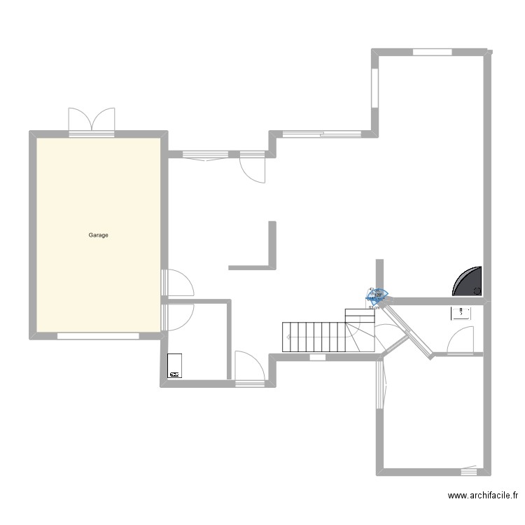 maison initiale. Plan de 2 pièces et 23 m2