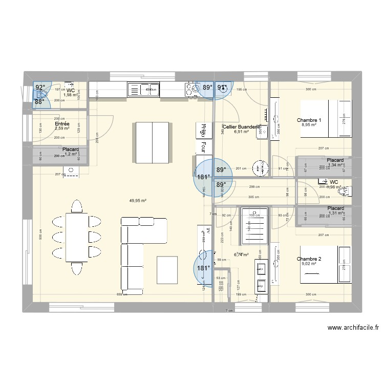 PROJET ROMEYER MEUBLE2. Plan de 11 pièces et 92 m2