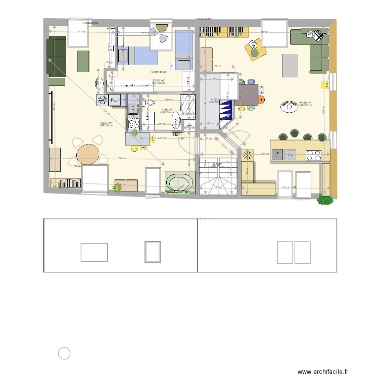  loft 1 etage Rachel. Plan de 6 pièces et 115 m2