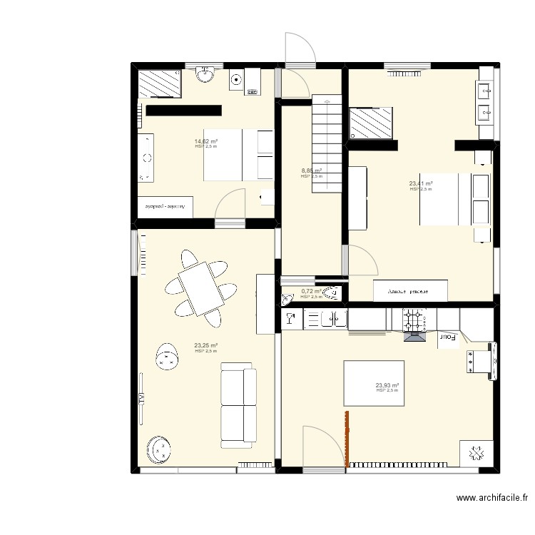 appartement 2022. Plan de 7 pièces et 94 m2