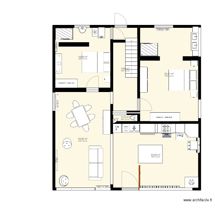 appartement 2022. Plan de 6 pièces et 95 m2