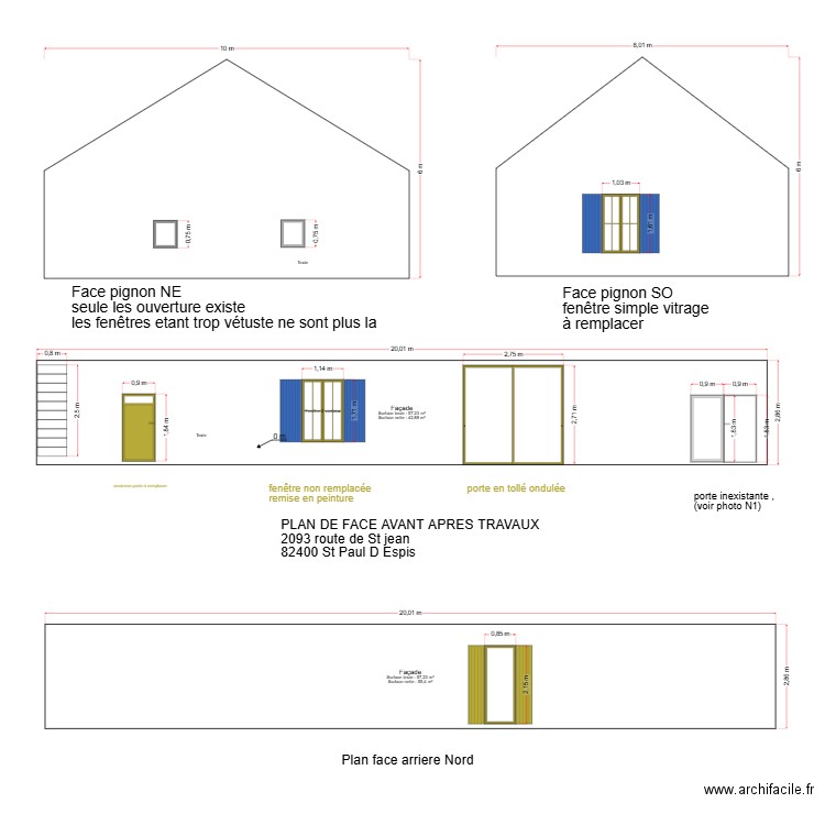plan de facade avant travaux. Plan de 0 pièce et 0 m2