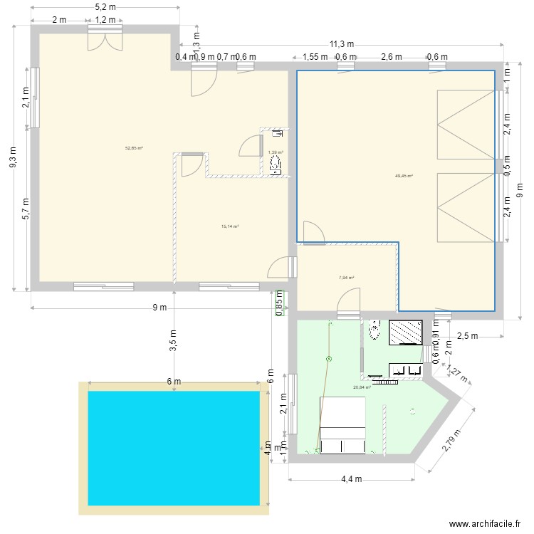 Extension3elec. Plan de 6 pièces et 147 m2