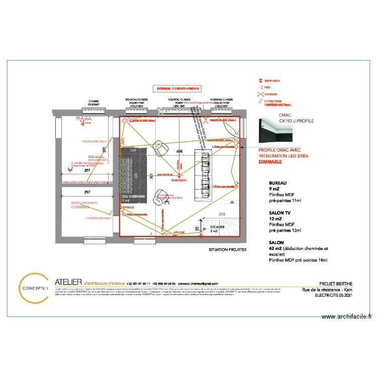 BERTHE Pierre Plan elec salon. Plan de 0 pièce et 0 m2