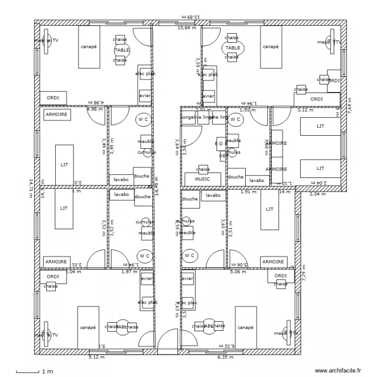 jopop 154m2 MEUBLE. Plan de 