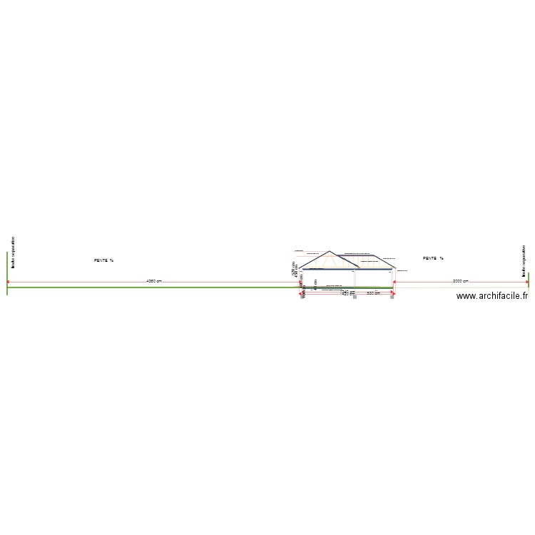 PLAN COUPE EST OUEST VUE LOINTAINE . Plan de 0 pièce et 0 m2