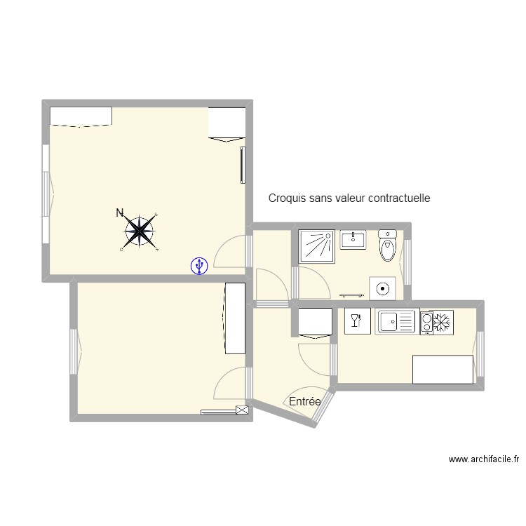 9 F Villon. Plan de 6 pièces et 40 m2