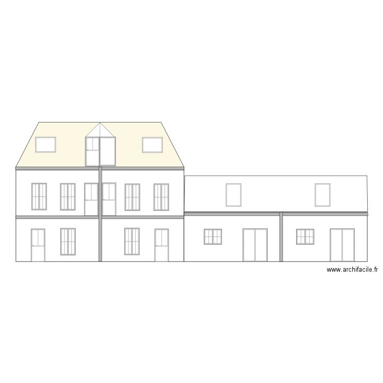 GIVERVILLE façade coté jardin. Plan de 0 pièce et 0 m2