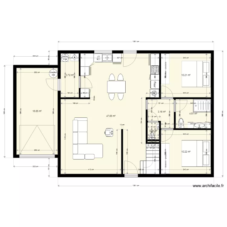 Maison papy mamy &eacute;tage. Plan de 