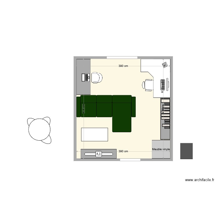 Salon Anaïs2. Plan de 1 pièce et 16 m2