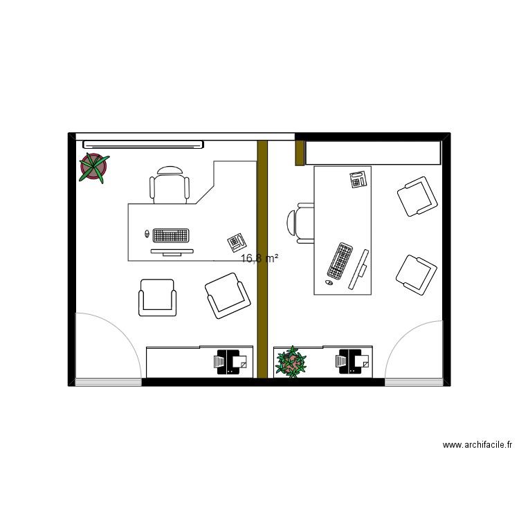 Bureau Nordev porte à droite. Plan de 0 pièce et 0 m2
